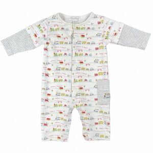 KISSY KISSY Baby Boy Choo Choo Train Snap Long Sleeve Romper - 0-3M